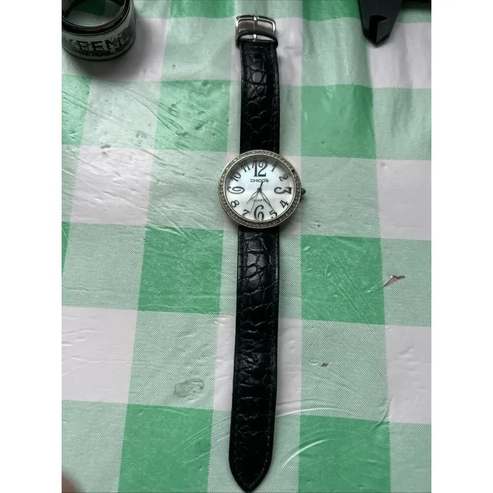 Chicos MOP Dial Black Band Women’s Quartz Watch